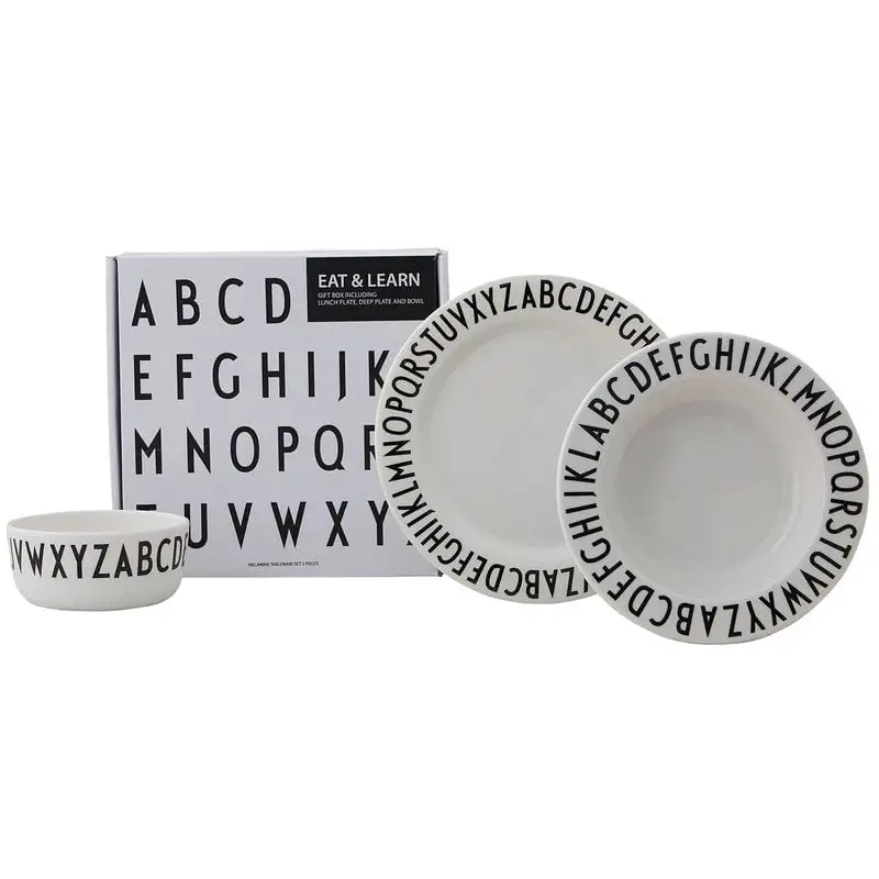 Design Letters Melaminteller Eat & Learn, 3er-Set 3 Design Letters Melaminteller Eat & Learn, 3er-Set
