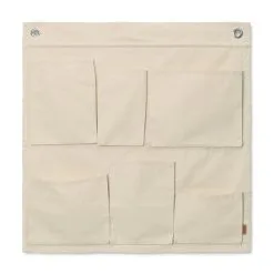 Ferm LIVING Canvas Wall Pockets, Cremeweiß