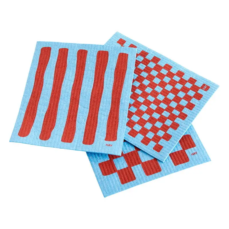 Hay Sponge Geschirrtuch, Blau - Rot, 3 Stk. 3 Hay Sponge Geschirrtuch, Blau - Rot, 3 Stk.