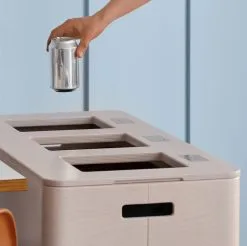 Niimaar Ecogrande Forever Bin Recyclingstation, 3 Öffnungen, Pure White -Kinfill Verkäufe Ecogrande Forever Bin kierrtyslaatikko koivu
